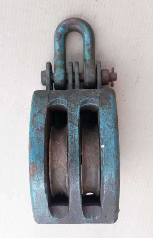 Vintage Wooden double Pulley. OLD