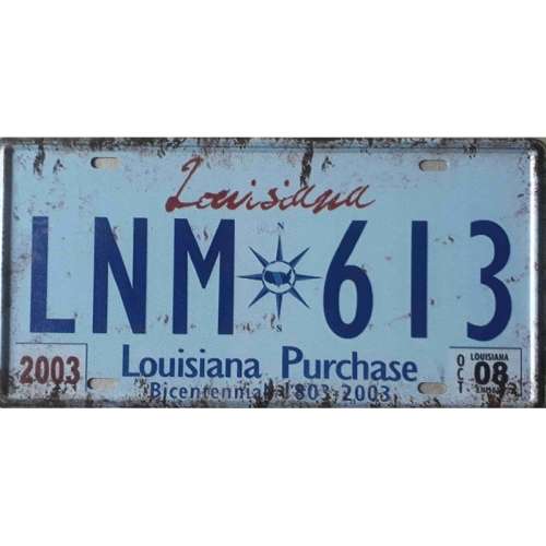 Louisiana State of America metal license plate