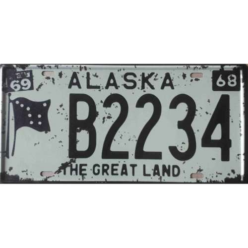 Alaska State of America metal license plate