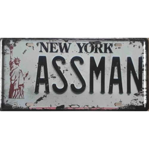 New York state of America, Assman metal license plate