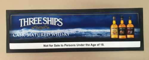 Three ships whisky bar mat, wetstop/ bar runner. 70 cm x 22 cm