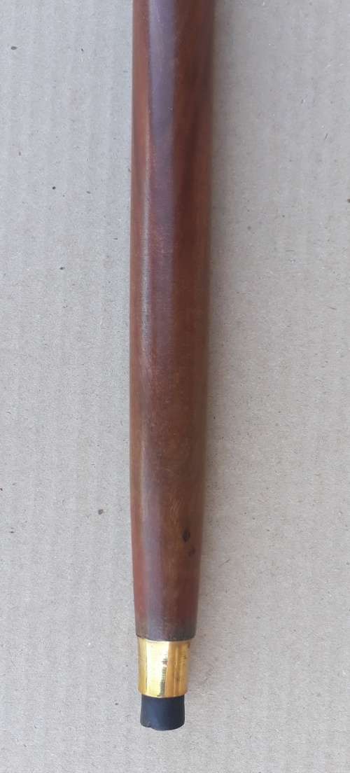 Walking stick. Rosewood with beautiful brass handle and rubber non slip bottom tip