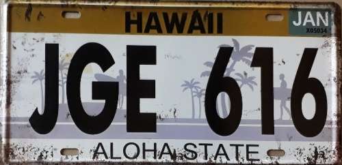 Hawaii State of America metal license plate
