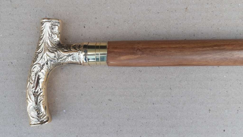 Walking stick. Rosewood with brass handle