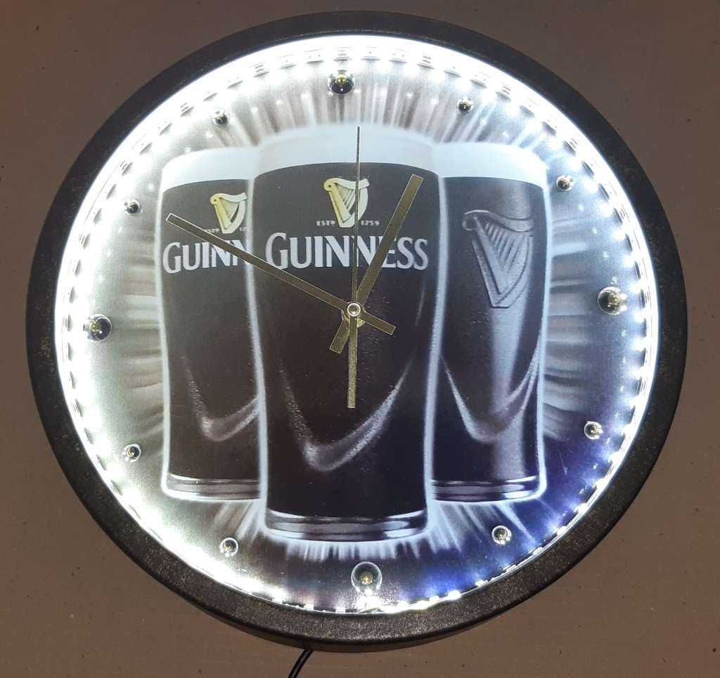 Guinness Illuminated Clock 35cm Diameter.