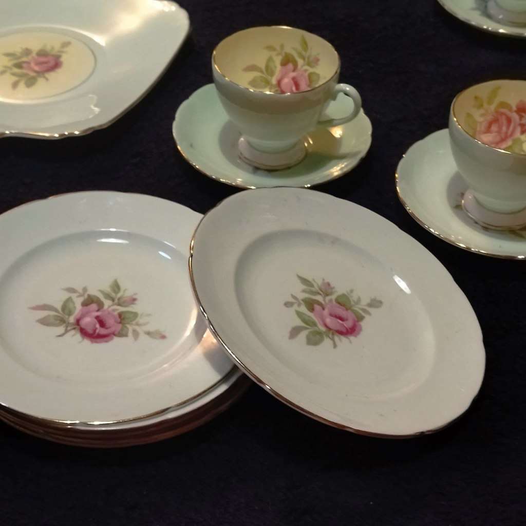 Foley Bone China side plates teacups saucers cake plate