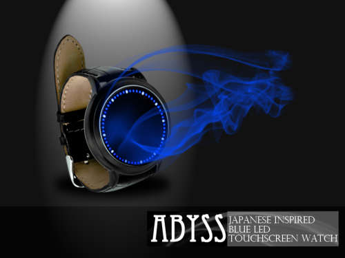 Abyss Japanese Style Inspired Blue LED Touchscreen Genuine Leather Wristband Watch