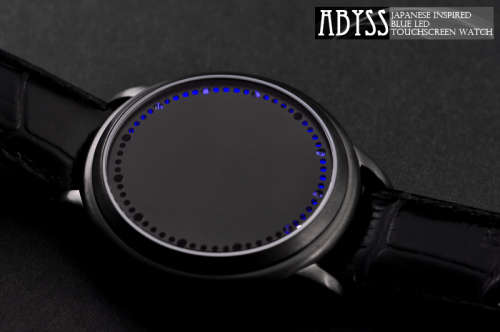 Abyss Japanese Style Inspired Blue LED Touchscreen Genuine Leather Wristband Watch