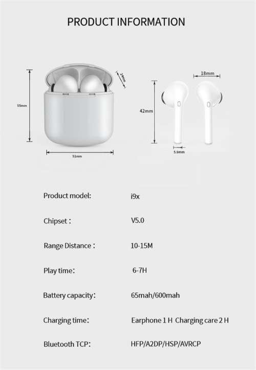 i9x TWS - Wireless Earbuds [Waterproof]