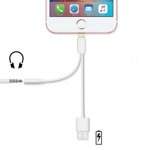 2 In 1 for Lightning to 3.5mm Earphone Headphone Audio Jack and Charger Adapter for Iphone 7 7 Plus