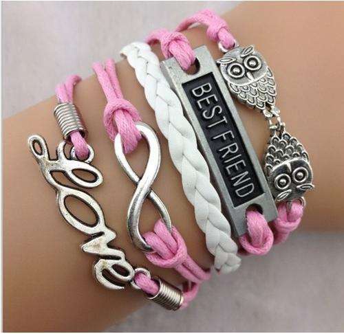 Bracelet- Infinity,Best friend,love & Owls Charm