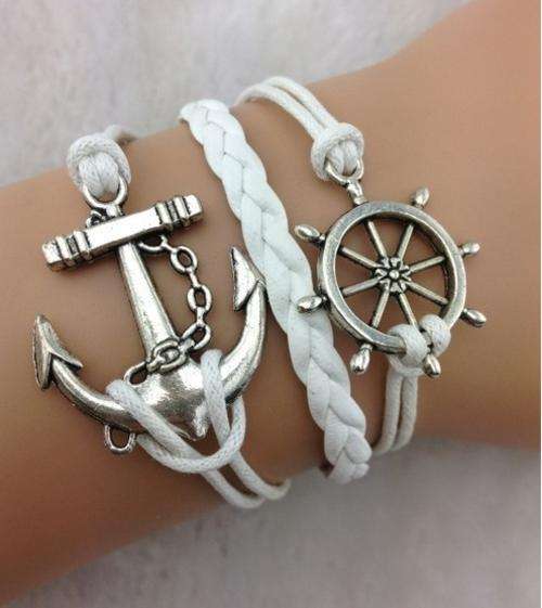Bracelet- Anchor and ships wheel charm