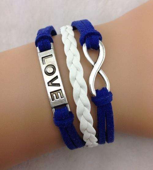 Bracelet-infinity bracelet with love charm