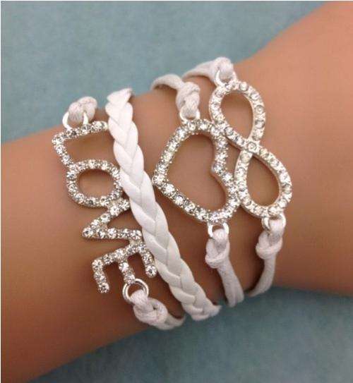 Bracelet-Infinity,heart and love charm