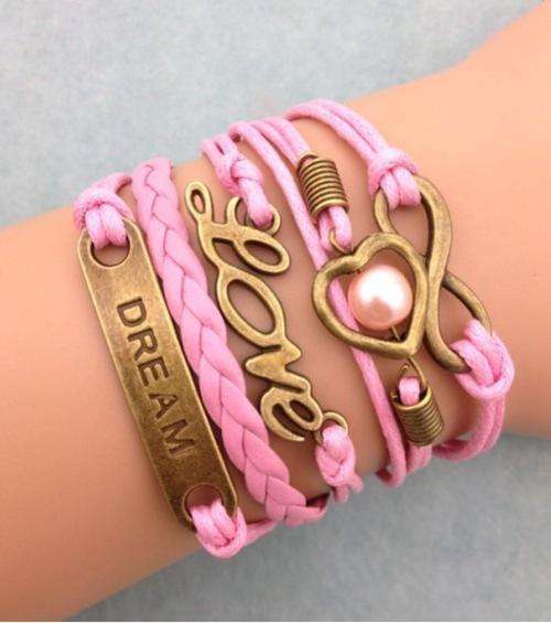 Bracelet- -Infinity, pearl heart, love and dream Charm