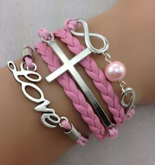 Bracelet-Cross, infinity and love charm