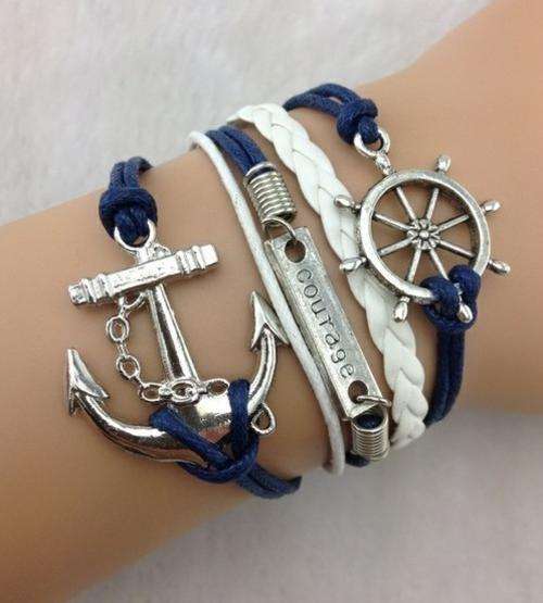 Bracelet-Rudder, courage and anchor charm