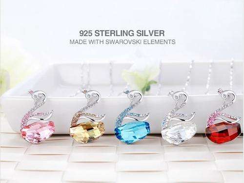 925 STERLING SILVER NECKLACE WITH SWAROVSKI SWAN PENDANT | FREE SHIPPING
