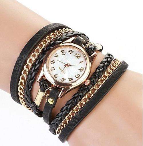 Weave wrap chain Rivet Bracelet Watch - VARIOUS COLOURS AVAILABLE-
