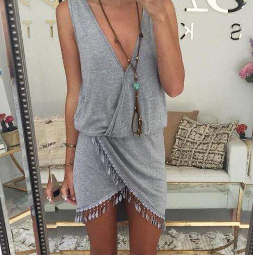 FREE SHIPPING ! Summer style Dress Knit Casual Desigual Tassel Beach  Dress  S,M,L,XL