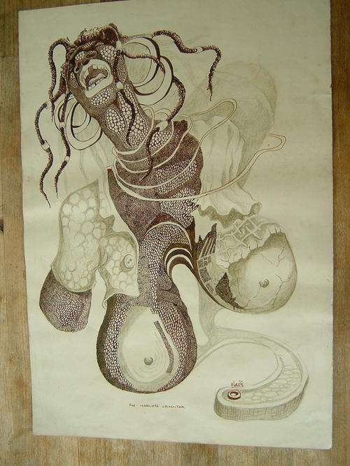 Madi Phala "The Harlot's Laughter" - ink on paper