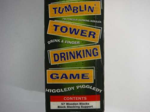 Keel Over Tumblin Tower Drinking Game- 57 Wooden stacking blocks(A Jenga-type game)