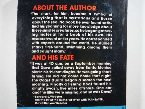 Myth and ManEater : The Story of the Shark by David Kenyon Webster