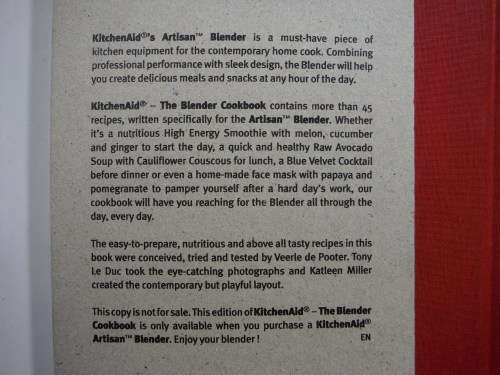 Kitchen Aid the Blender Cookbook- `24 hours a day` (HARDCOVER)