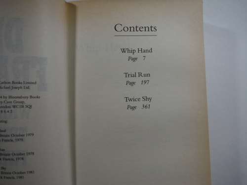 Trail Run Whip Hand Twice Shy (Three novels) by Dick Francis (HARDCOVER)Omnibus