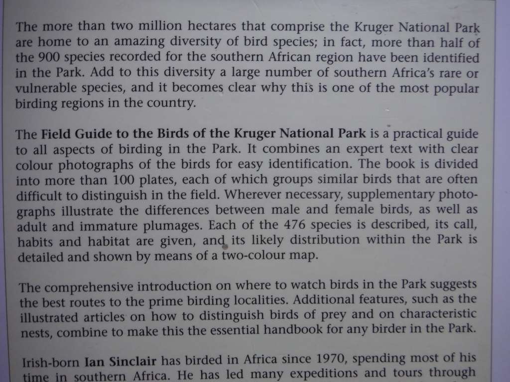 Field Guide to the Birds of the Kruger National Park - Paperback - Ian Sinclair