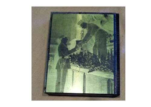 Collection of hot metal(lead) - mounted on wood - Printing plates of old army photos