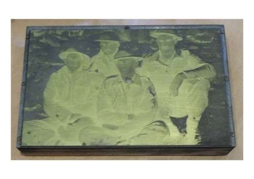 Collection of hot metal(lead) - mounted on wood - Printing plates of old army photos