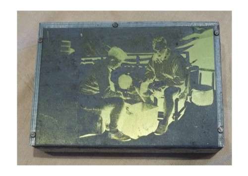Collection of hot metal (lead) - mounted on wood - printing plates of old army photos