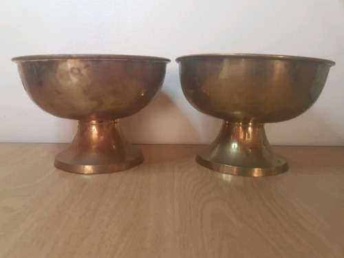 Pair Brassed Metal Dishes?