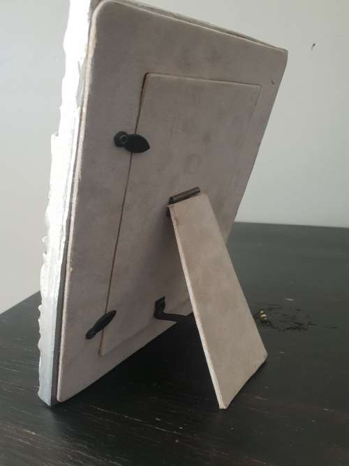 Stunning Free Standing Cast Rose Picture frame Holder in Antique Silver finish.