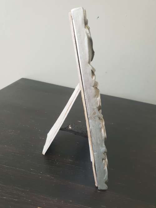 Stunning Free Standing Cast Rose Picture frame Holder in Antique Silver finish.