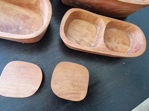 The Rock!! Solid Carved Wood Bowl Set!!  White Alder!!