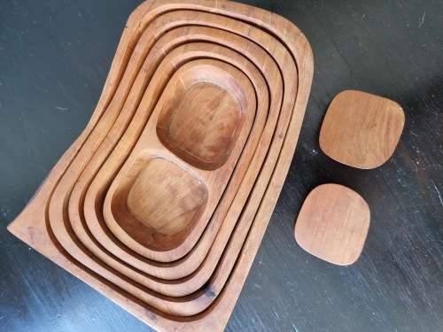 The Rock!! Solid Carved Wood Bowl Set!!  White Alder!!