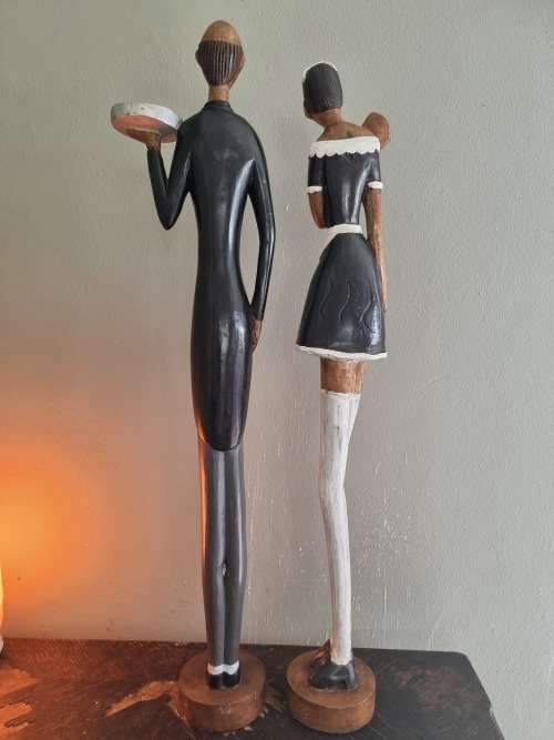 Pair Tall Wood Waiter Statues!!