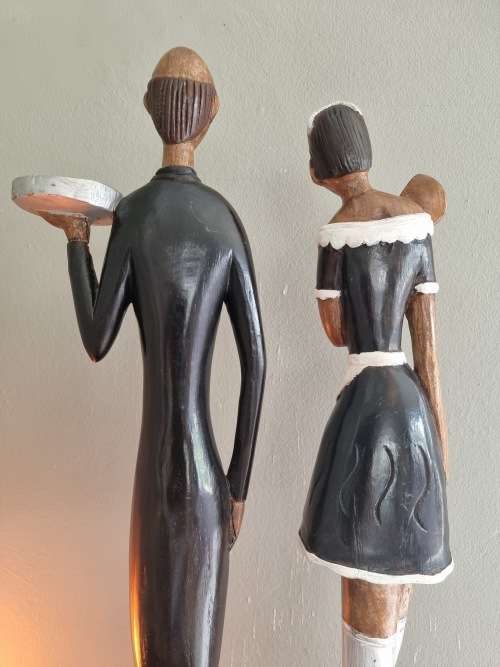 Pair Tall Wood Waiter Statues!!