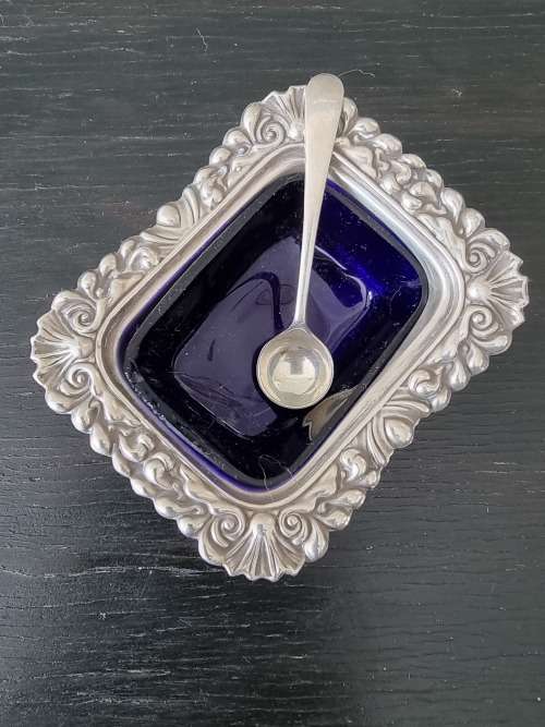 A Beautiful Sheffield England Mustard Bowl with Spoon.