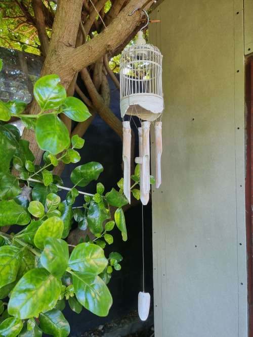 Bamboo and Wood Birdcage Wind Chime!!