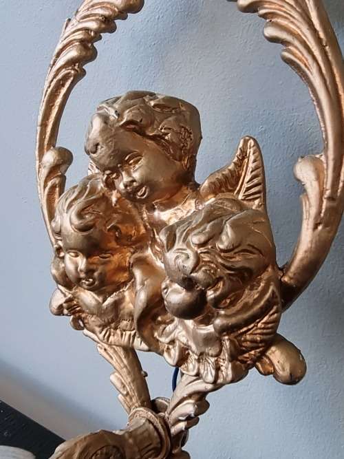 Pair Cherub Wall Light Sconces