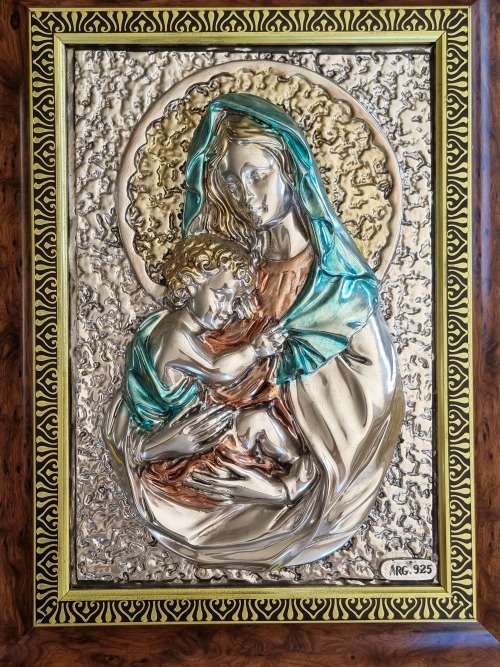Large Italian 925 Silver Religious Icon