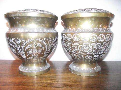 PAIR BRASS FLOWER VASES WITH FLOWER DIVIDERS!!!