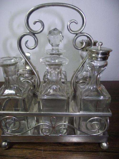 ABSOLUTELY STUNNING EPNS AND CUTGLASS CRUET SET AND HOLDER