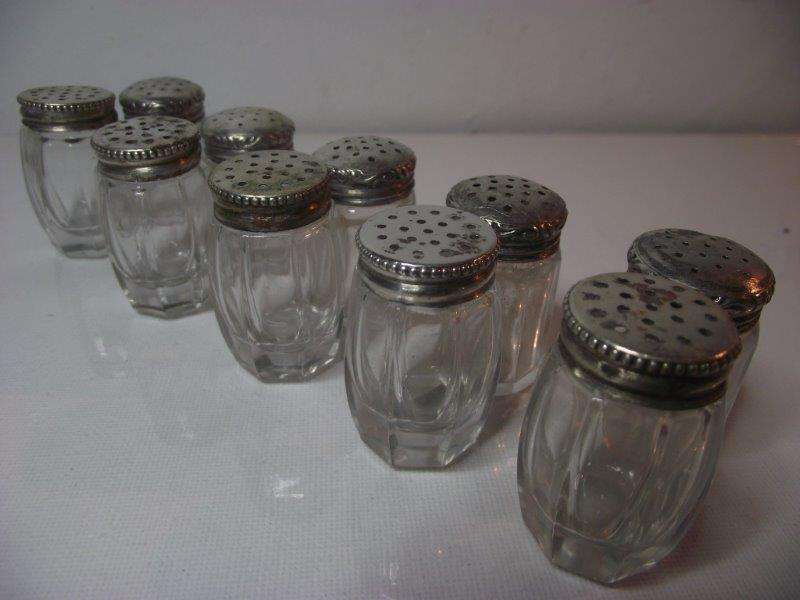 SET OF 5 PAIRS SALT AND PEPPER CELLERS MARKED 800 SILVER