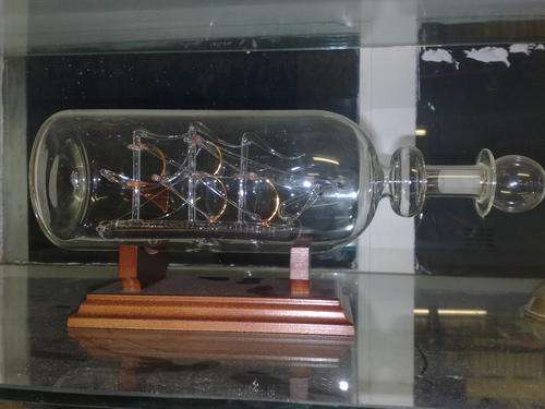 BLOWN GLASS BOAT IN A BOTTLE