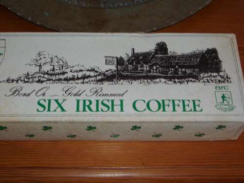 6 LUMINARC FRANCE GOLD RIMMED IRISH COFFEE GLASSES NEVER USED!!!!!