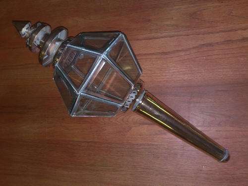 BRASS AND HAND BEVELLED BLASS TORCH WALL LANTERN !!! CRAZY R1!!!